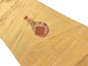 アンティーク　手織り紬陶器模様織出し名古屋帯